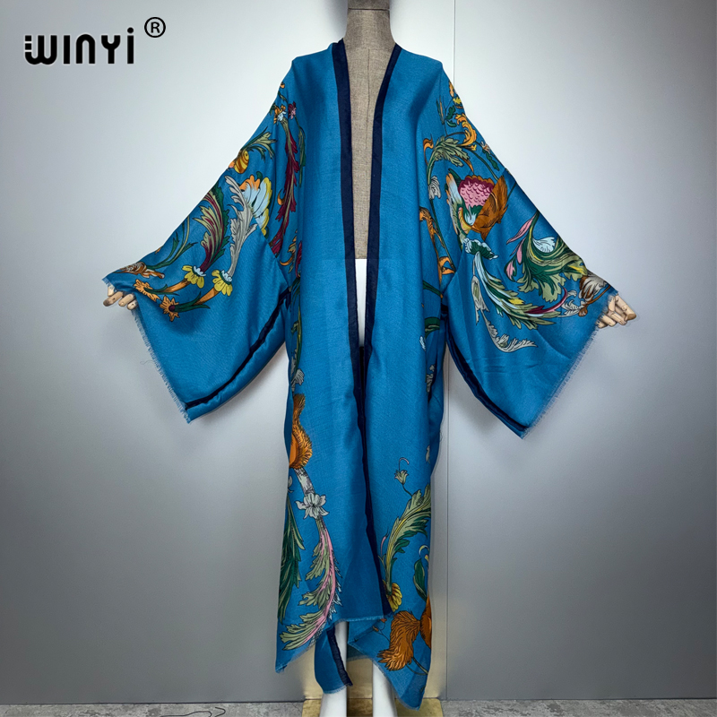 Cover Up Kaftan - WINYI アフリカ ボホ キモノ マキシドレス ビーチカバーアップ