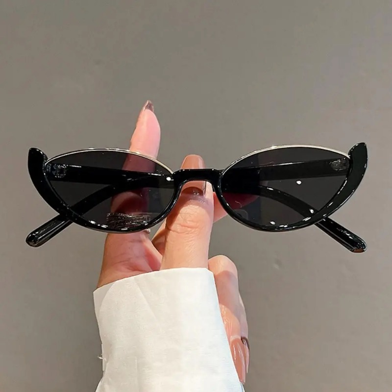Sunglasses Cat Eye - ヴィンテージ風小型キャットアイサングラス 女性用 トレンドのハーフフレームサングラス UV400 ファッションアイウェア 夏用UVカットサングラス