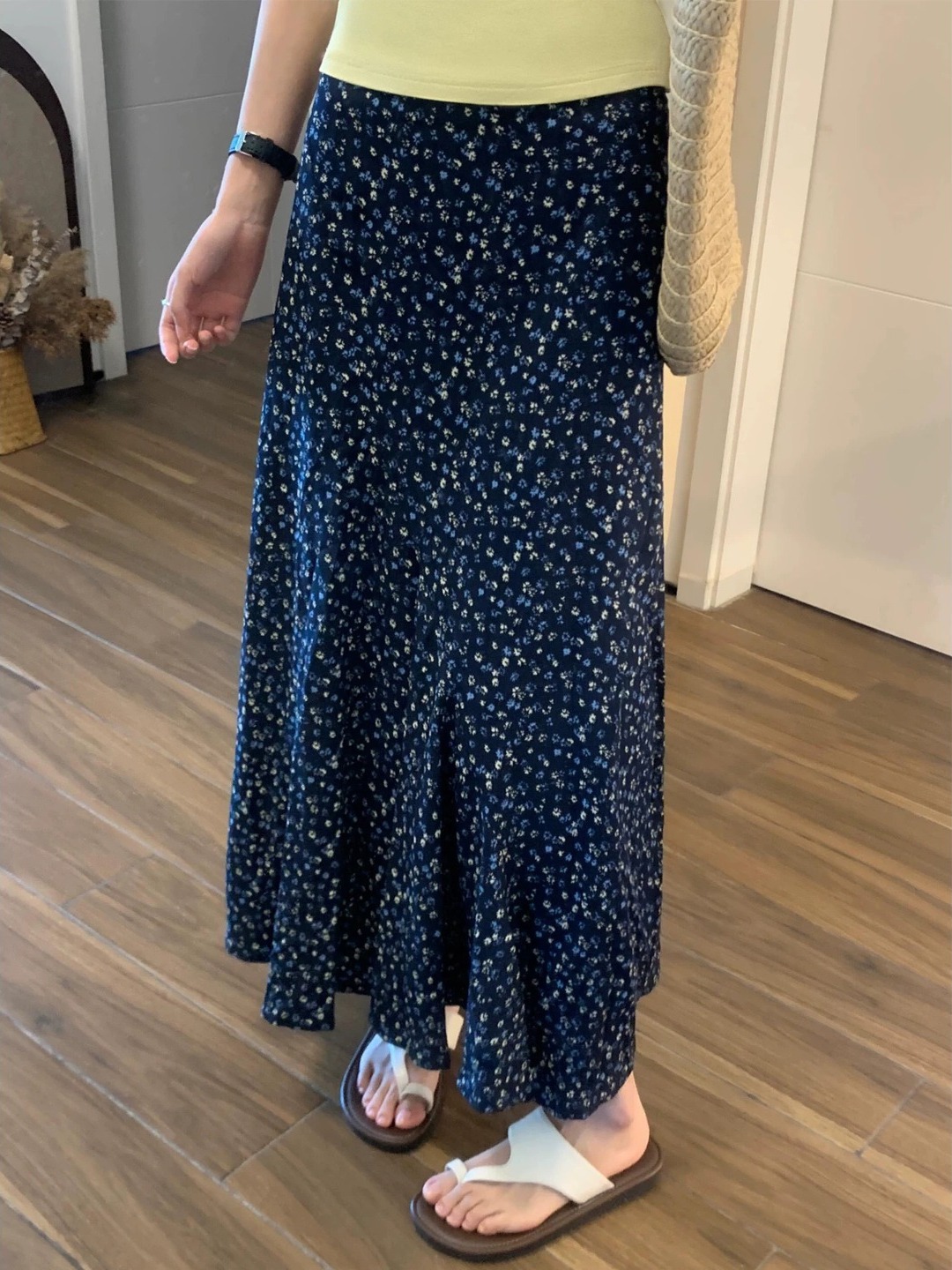 プラスサイズ花柄プリント A ラインミディスカートハイウエス - Midi Skirt Floral のレビューと価格