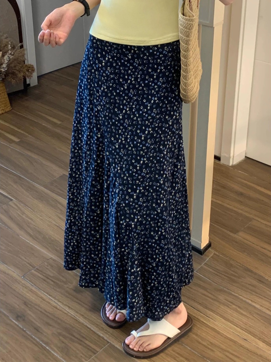 プラスサイズ花柄プリント A ラインミディスカートハイウエス - Midi Skirt Floral のレビューと価格