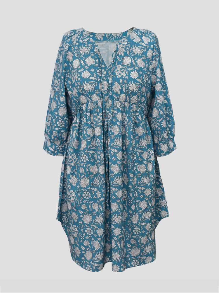 ボヘミアンスタイルのルーズドレス,花柄,Vネック,七分袖,ラ - Romper Floral Print のレビューと価格