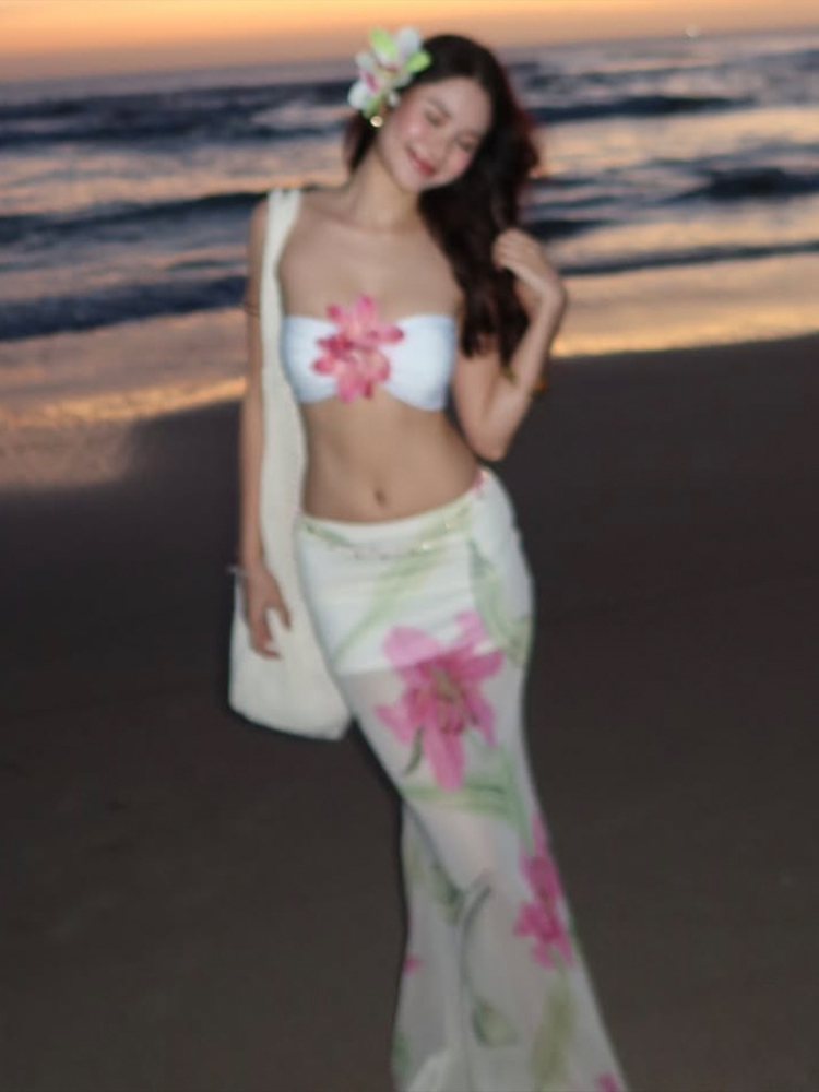 Nibber Pretty 女性 2 点セット 3D 花バン - Romper Floral Print のレビューと価格