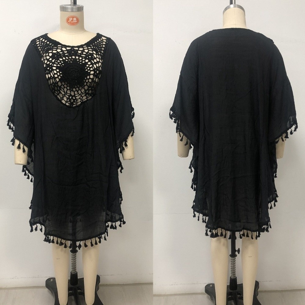 スクエアネックサマーサンスクリーンスモック中空アウトルーズ水 - Cover Up Kaftan のレビューと価格