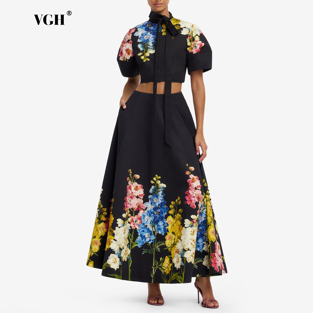 VGH エレガントな花柄プリントのツーピースセット（女性用） - Midi Skirt Floral のレビューと価格